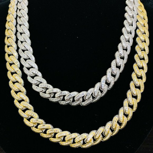 14k Gold Finish 12mm 18"-20" Cuban Baguette Chain